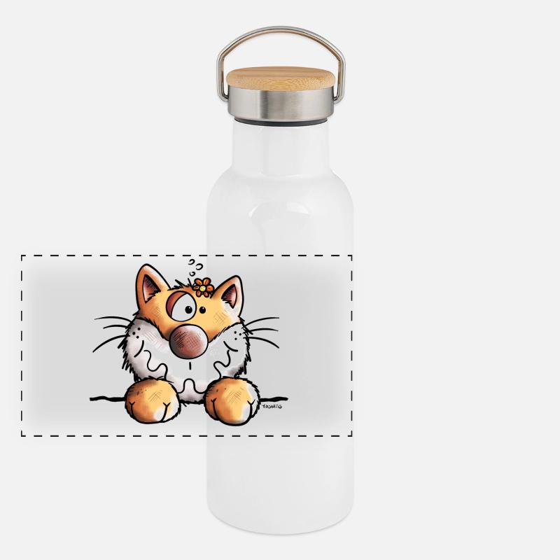 Mignon Chaton Gourde isotherme avec bouchon en bambou
