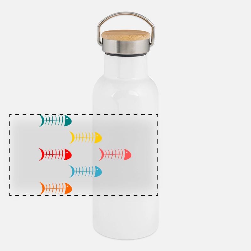 Sardinen Panorama Thermosflasche mit Bambusdeckel