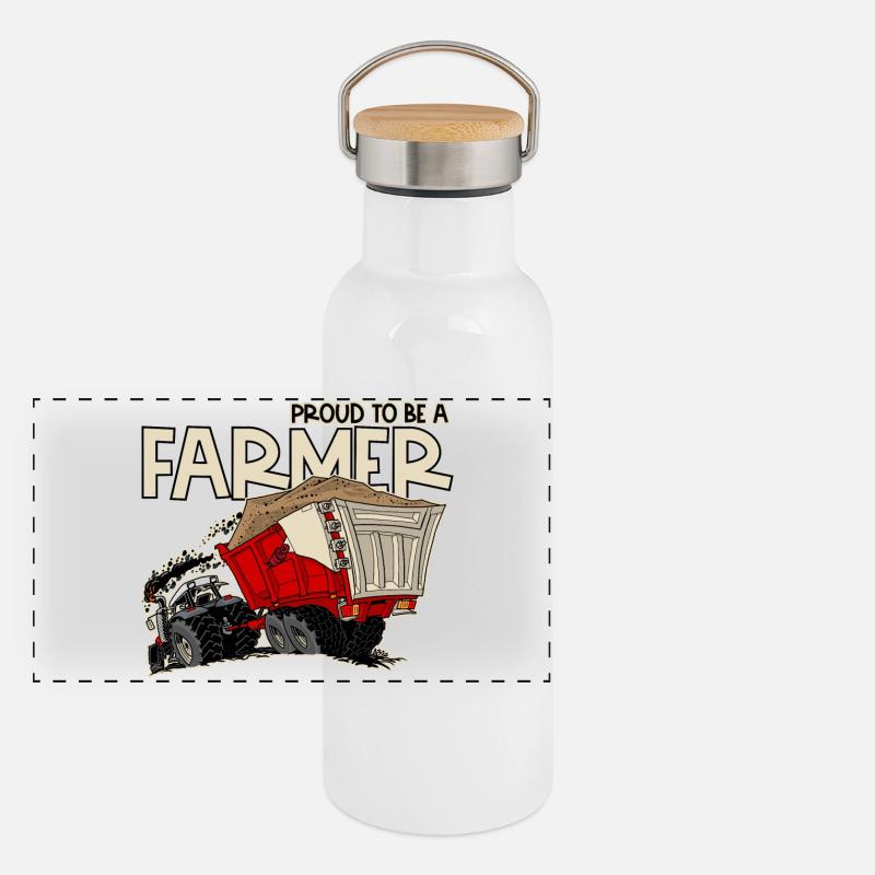 0954 Stolz, Bauer zu sein Panorama Thermosflasche mit Bambusdeckel