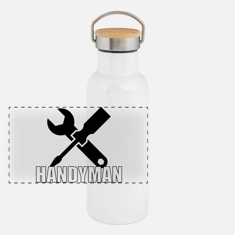 Handwerker 🔨 Panorama Thermosflasche mit Bambusdeckel