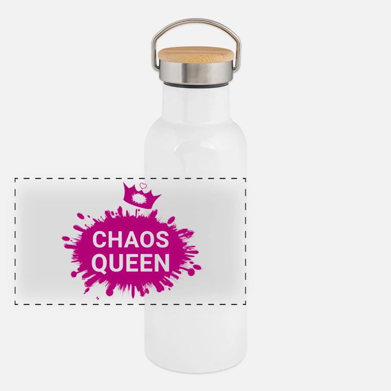 Chaos Queen Krone Panorama Thermosflasche mit Bambusdeckel