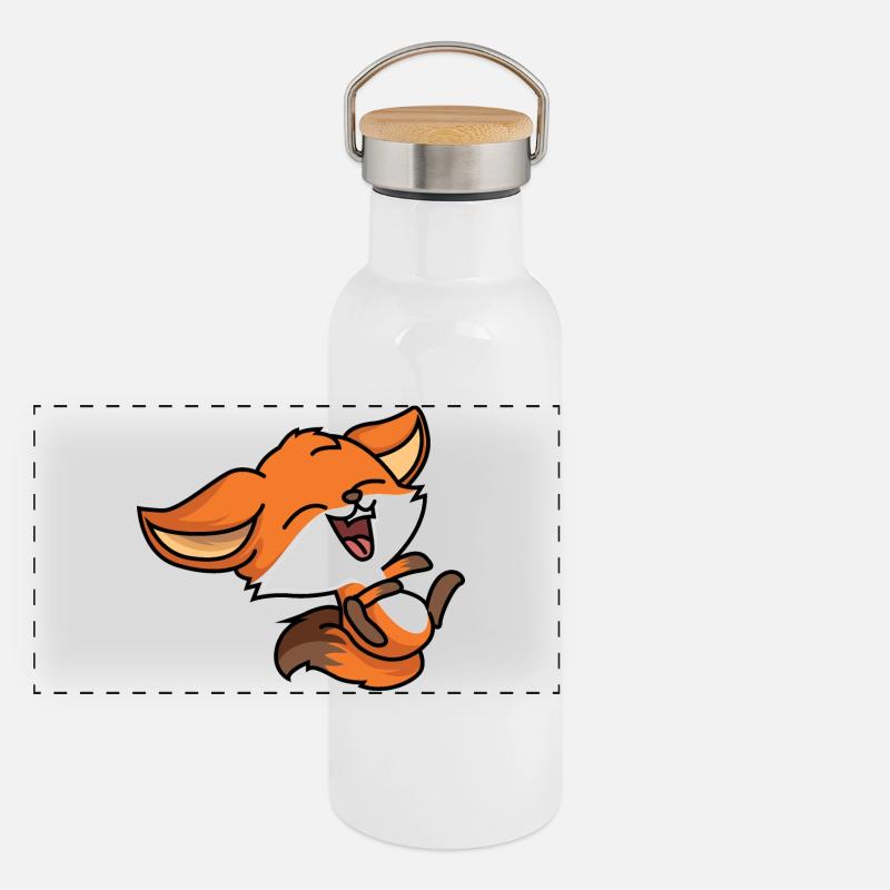 Lachender Fuchs Panorama Thermosflasche mit Bambusdeckel