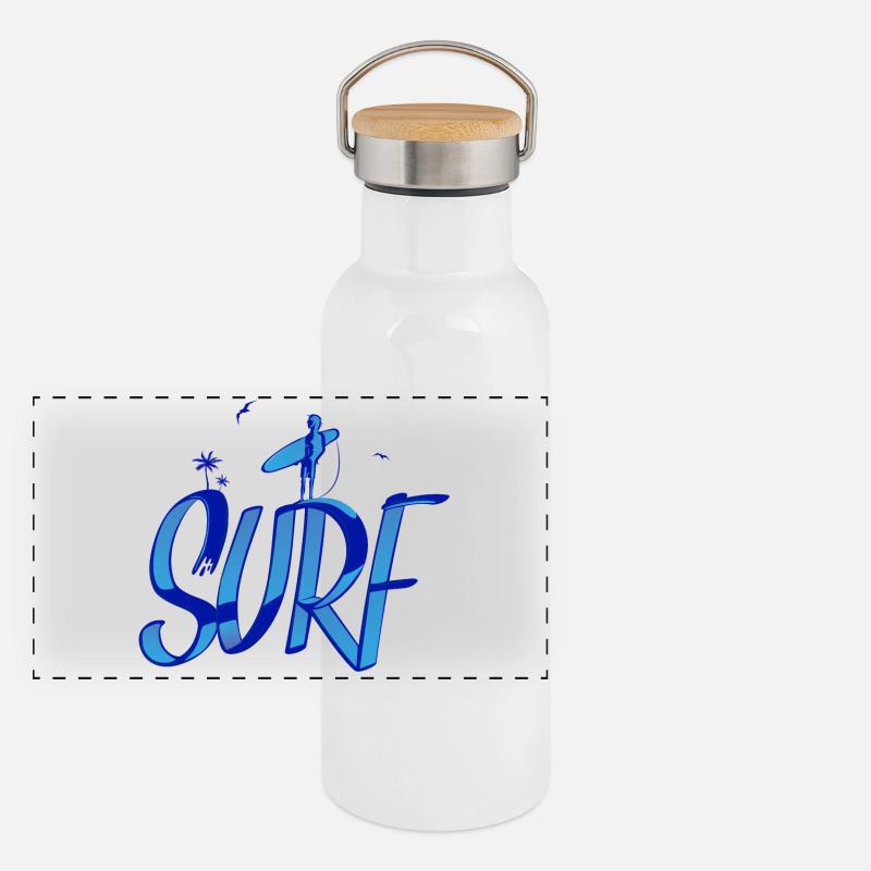 surf, surfer, surfeur Gourde isotherme avec bouchon en bambou