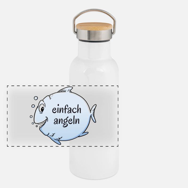 einfach angeln Panorama Thermosflasche mit Bambusdeckel