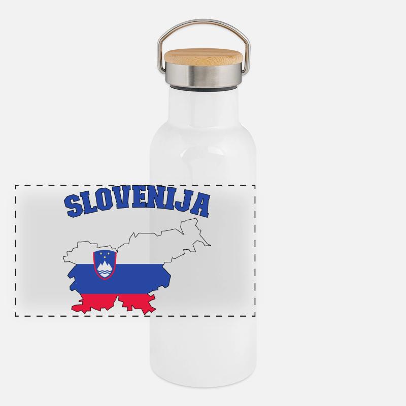 Slovenia Flag Map Panoramic Thermal Bottle with Bamboo Lid