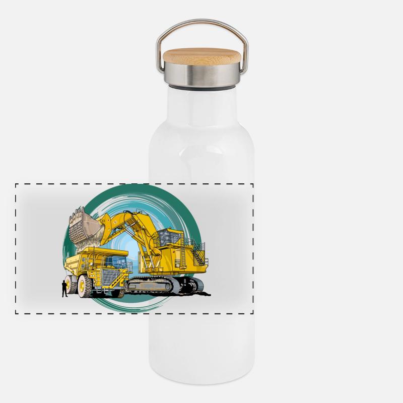 Monster Construction Equipment - Panoramic Thermal Bottle with Bamboo Lid - white