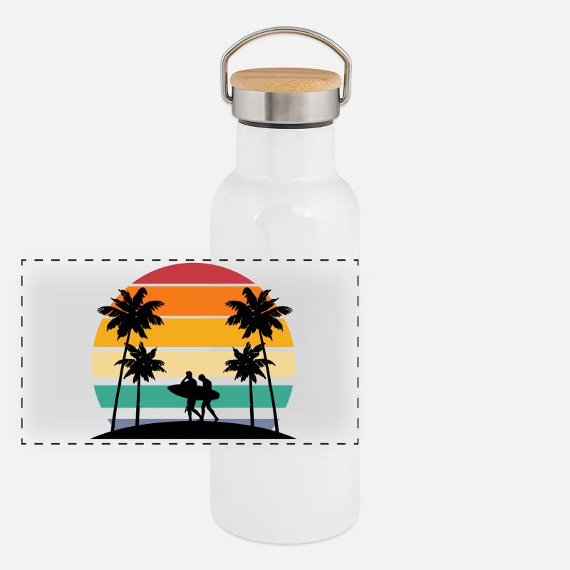 surfing, surfing, surfing Panoramic Thermal Bottle with Bamboo Lid