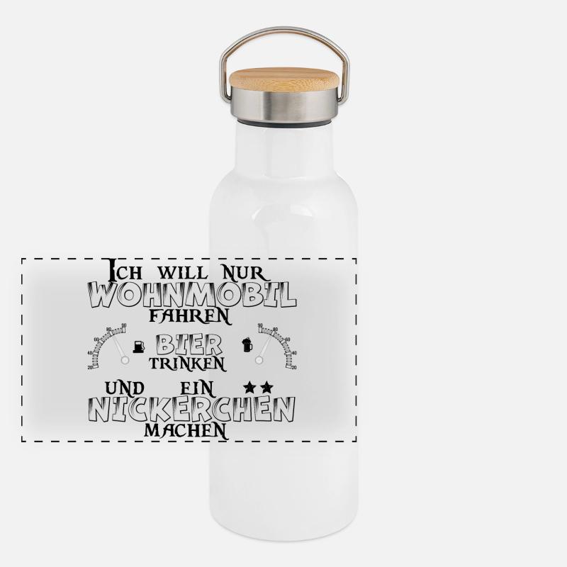 Wohnmobil Bier Nickerchen Camping Panorama Thermosflasche mit Bambusdeckel