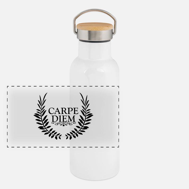 Nutze den Tag Panorama Thermosflasche mit Bambusdeckel