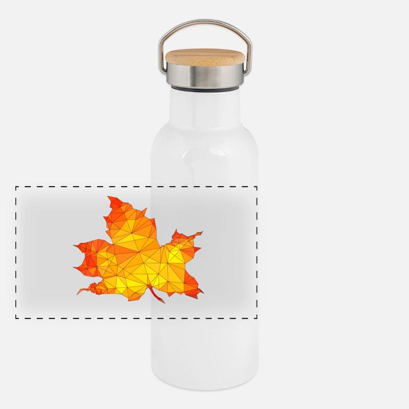 Polygonal Automne Érable Feuille Poly Art Gourde isotherme avec bouchon en bambou