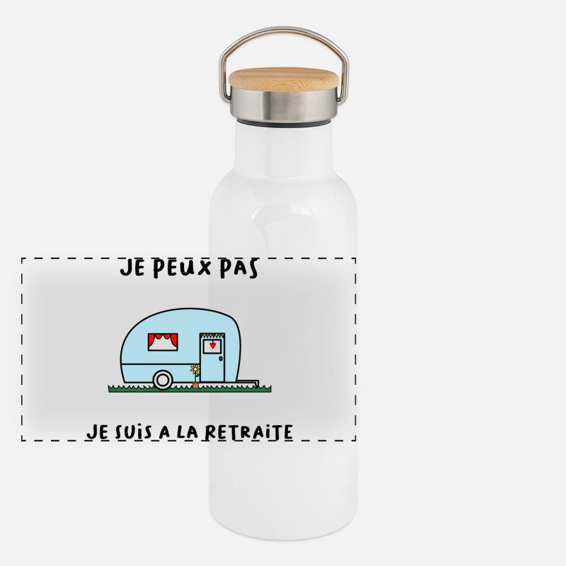 RETRAITE. BONNE RETRAITE. JOYEUSE RETRAITE Gourde isotherme avec bouchon en bambou