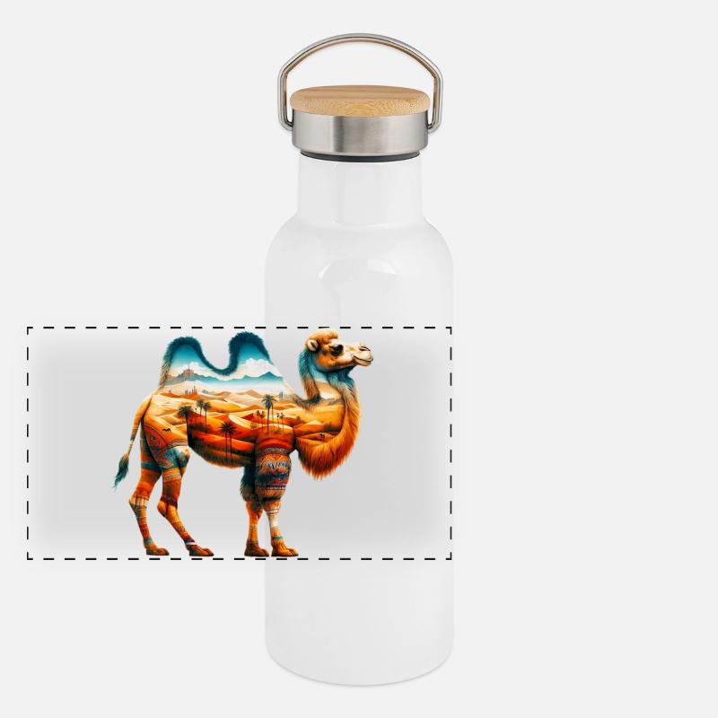 Chameau Gourde isotherme avec bouchon en bambou