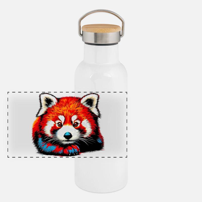 Petit panda Gourde isotherme avec bouchon en bambou