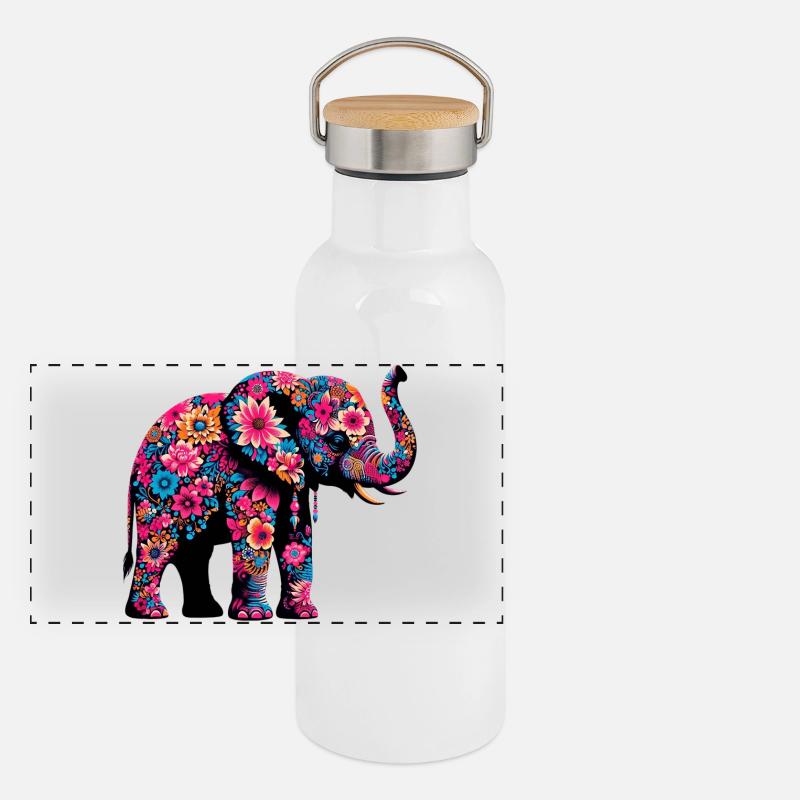 Éléphant Gourde isotherme avec bouchon en bambou