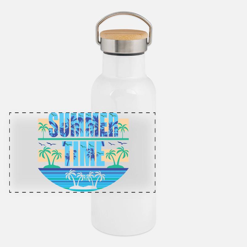 Heure d'été Gourde isotherme avec bouchon en bambou