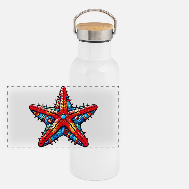 Seestern Panorama Thermosflasche mit Bambusdeckel