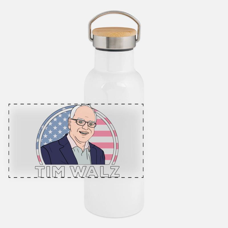 Politique Tim Walz Gourde isotherme avec bouchon en bambou