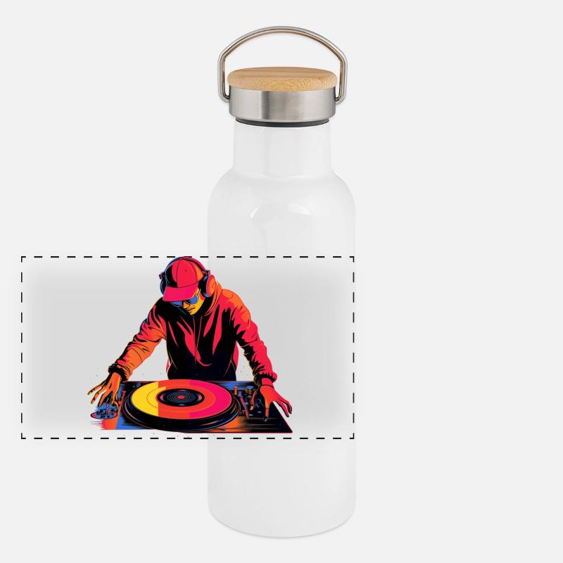 Disc-jockey Retrowave Gourde isotherme avec bouchon en bambou