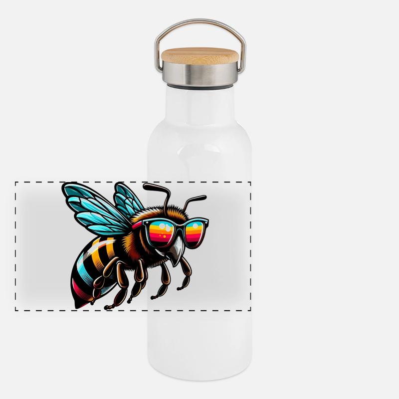 Biene Panorama Thermosflasche mit Bambusdeckel