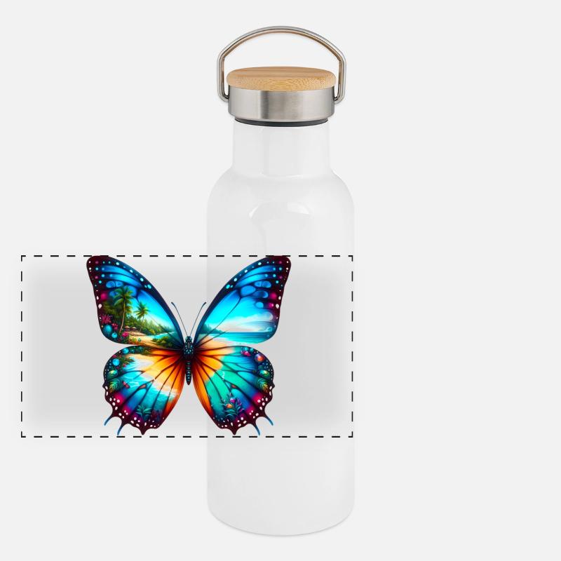 Butterfly Panoramic Thermal Bottle with Bamboo Lid
