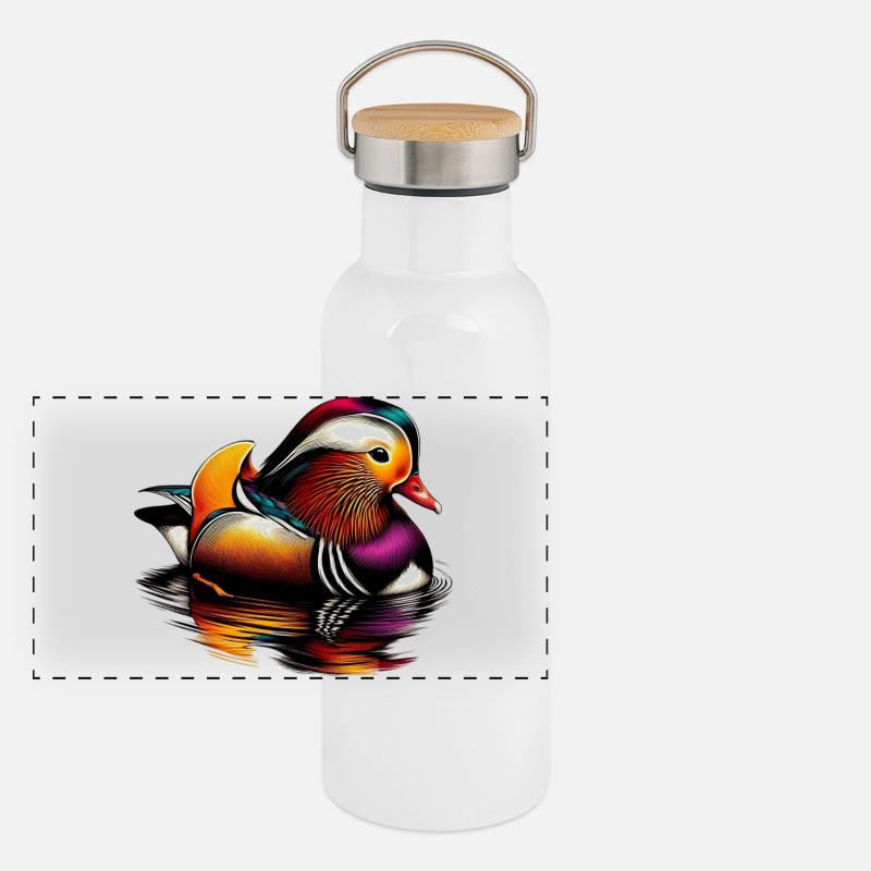 Canard mandarin Gourde isotherme avec bouchon en bambou