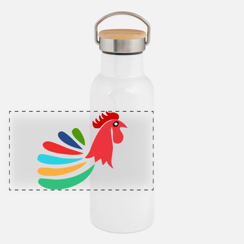 HAHN. PFERD. HENNE. HAHN. TIER. VOGEL. EINHORN. Panorama Thermosflasche mit Bambusdeckel