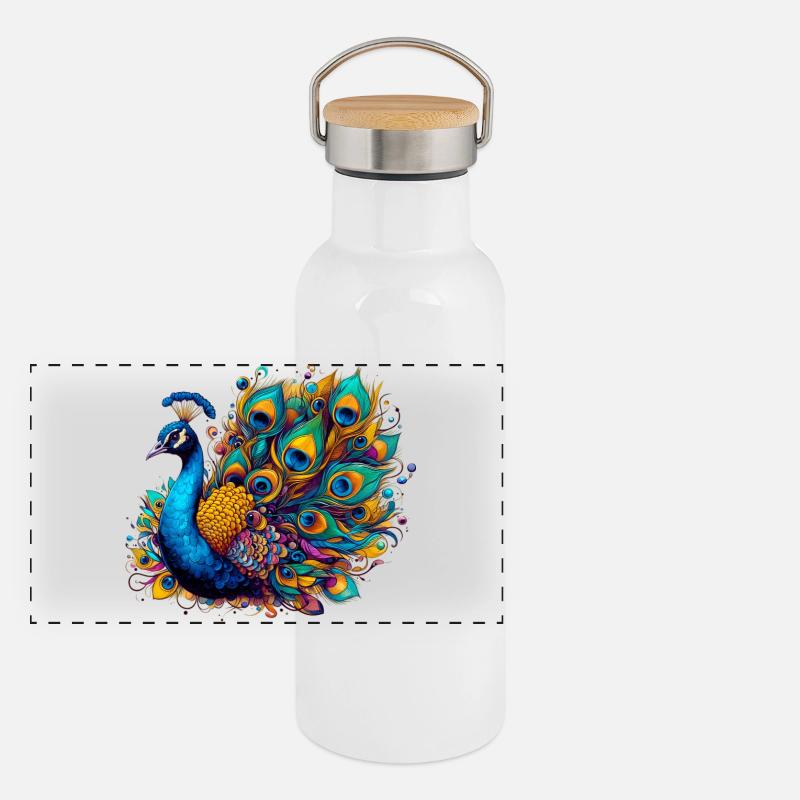 Peacock Panoramic Thermal Bottle with Bamboo Lid