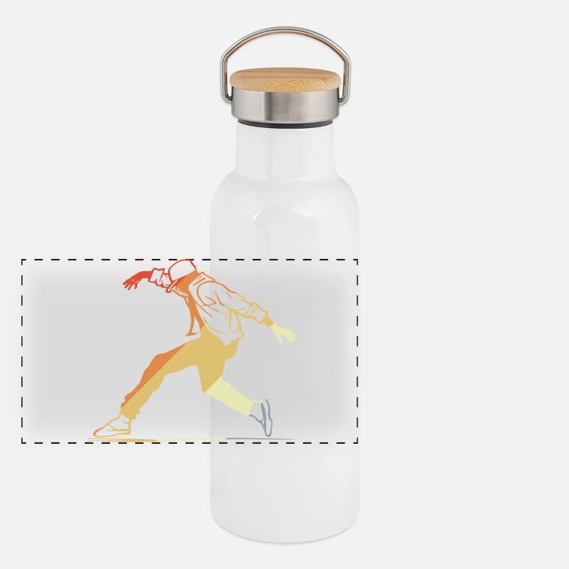 Retro Breakdancing Panoramic Thermal Bottle with Bamboo Lid