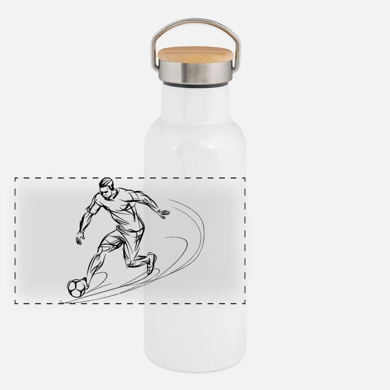 Soccer Player Sketch Panoramic Thermal Bottle with Bamboo Lid