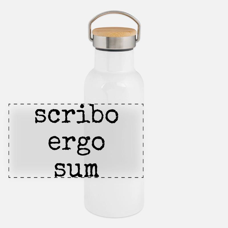 scribo ergo sum - j’écris, donc je suis Gourde isotherme avec bouchon en bambou