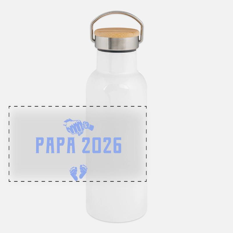 Beförderung zum Papa 2026 loading Panorama Thermosflasche mit Bambusdeckel