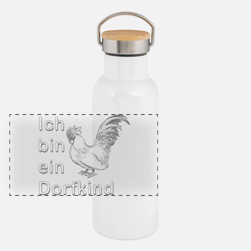 Ich bin ein Dorfkind Panorama Thermosflasche mit Bambusdeckel