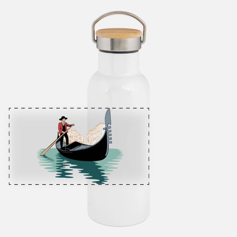 Aventure en gondole vénitienne Gourde isotherme avec bouchon en bambou