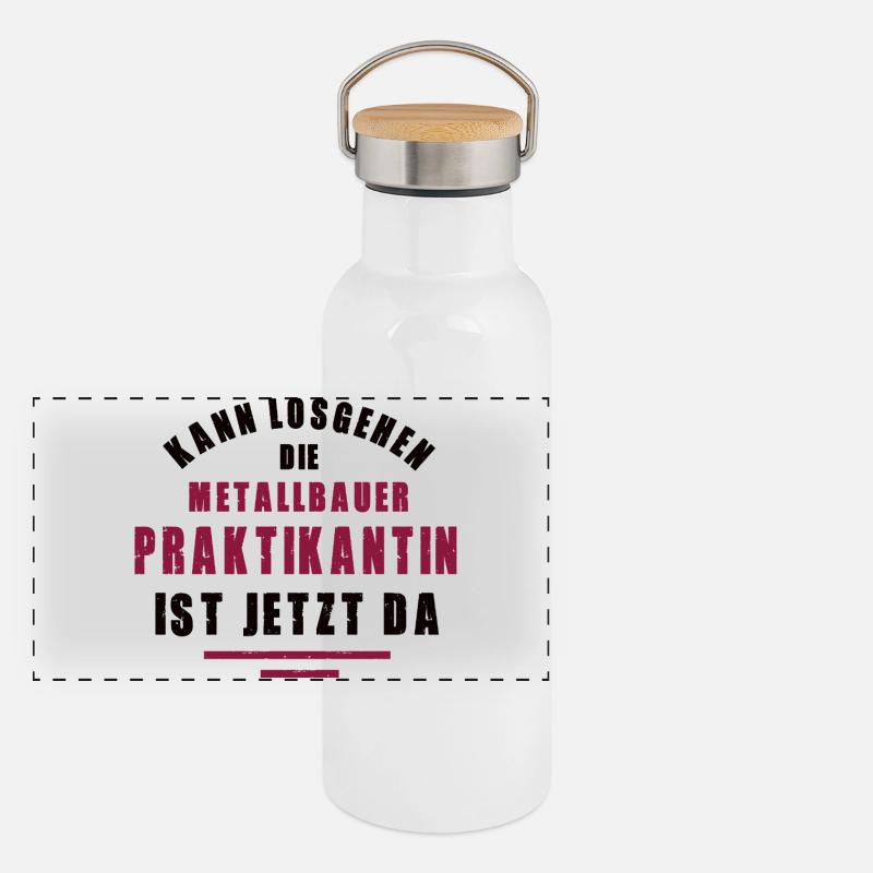 Trainee Metal Worker Internship Metal Construction Panoramic Thermal Bottle with Bamboo Lid