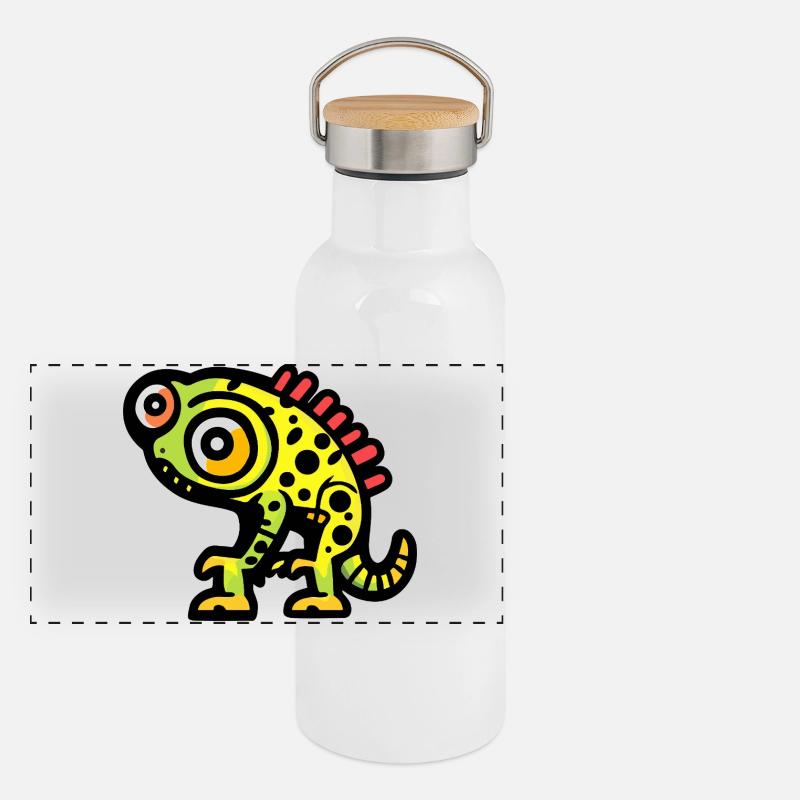 Chameleon Halloween Comic Lustig Panorama Thermosflasche mit Bambusdeckel