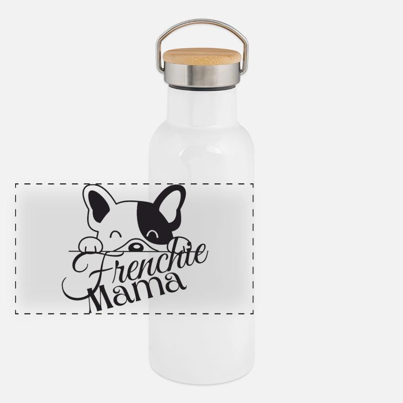 Frenchie Mama Bouledogue français Gourde isotherme avec bouchon en bambou