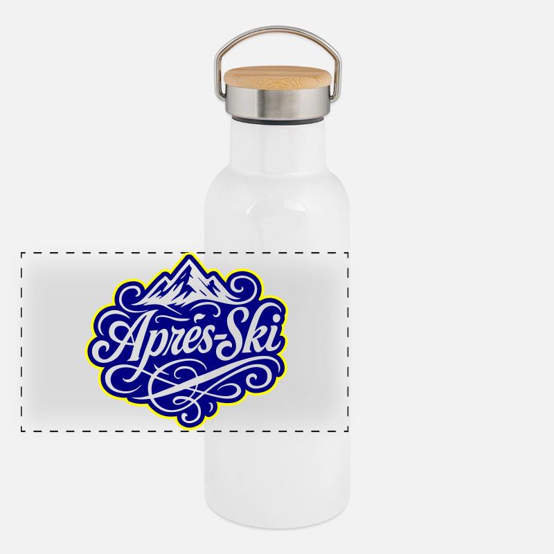 Apres Ski Berge Alpen Panorama Thermosflasche mit Bambusdeckel