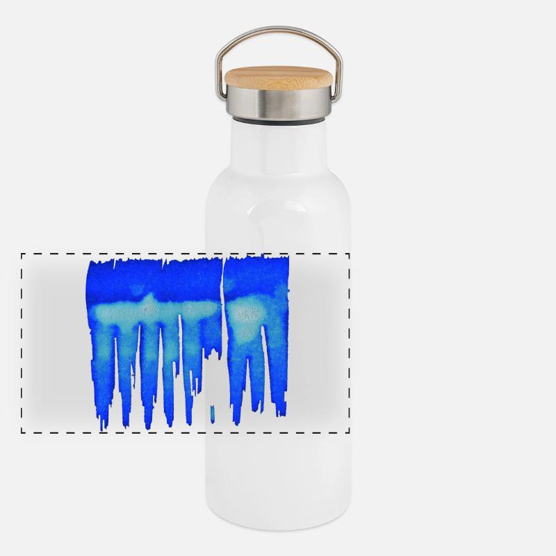Abstract - Blue Background Panoramic Thermal Bottle with Bamboo Lid