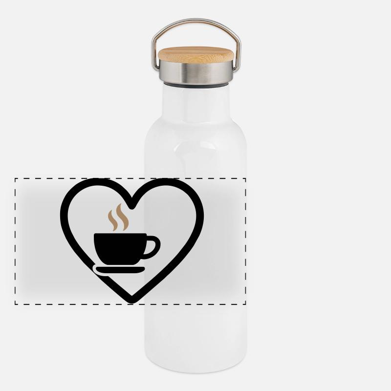 Café Coeur Tasse Boisson Chaude Matin Gourde isotherme avec bouchon en bambou