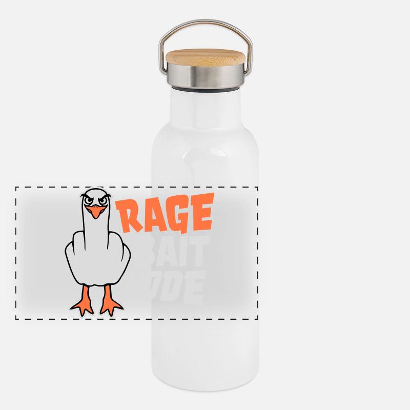 Rage Appât Mode Mouette Oiseau Méchant Drôle Provocation Gourde isotherme avec bouchon en bambou