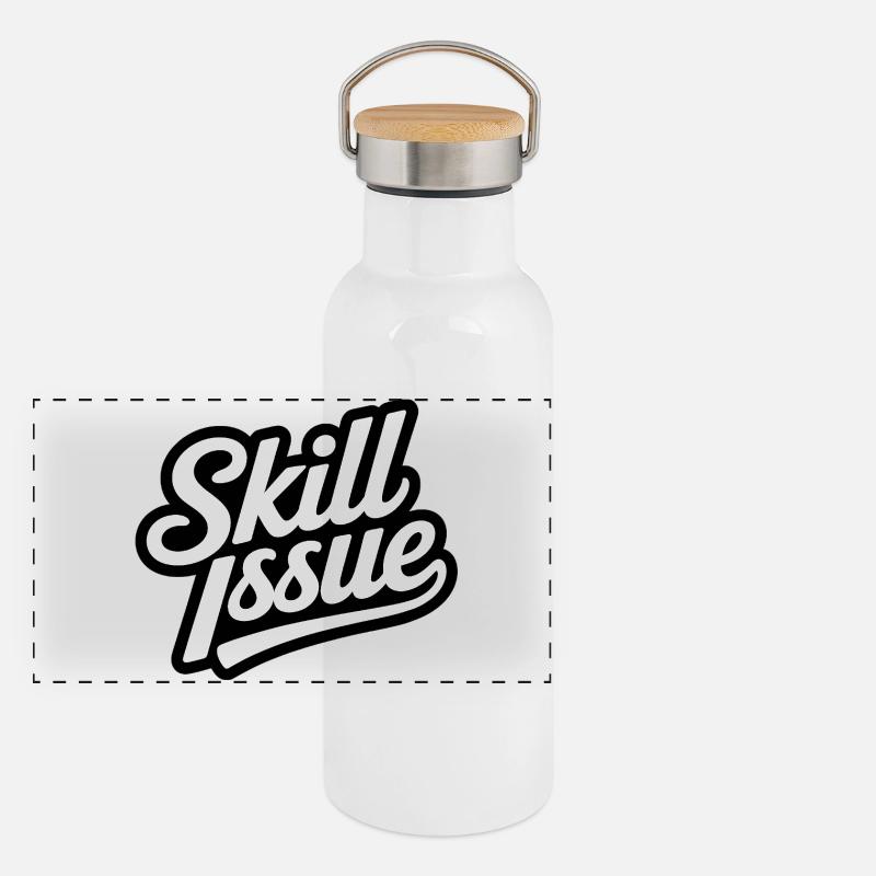 Skill Issue - Funny Gen Alpha Memes Panoramic Thermal Bottle with Bamboo Lid
