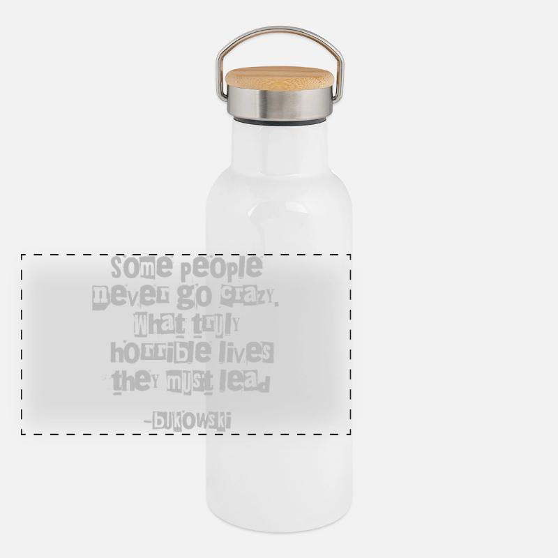 Bukowski Grunge Quote Typography Panoramic Thermal Bottle with Bamboo Lid