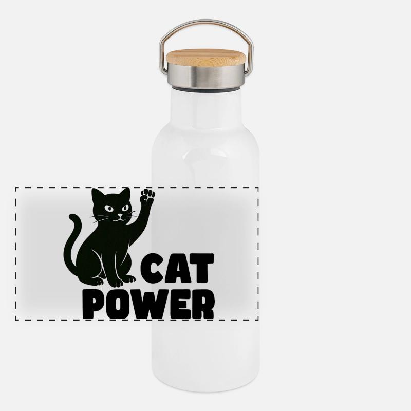 Katzenkraft Panorama Thermosflasche mit Bambusdeckel