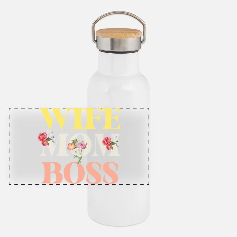 Déclaration florale de la femme, de la mère, de la patronne, Gourde isotherme avec bouchon en bambou