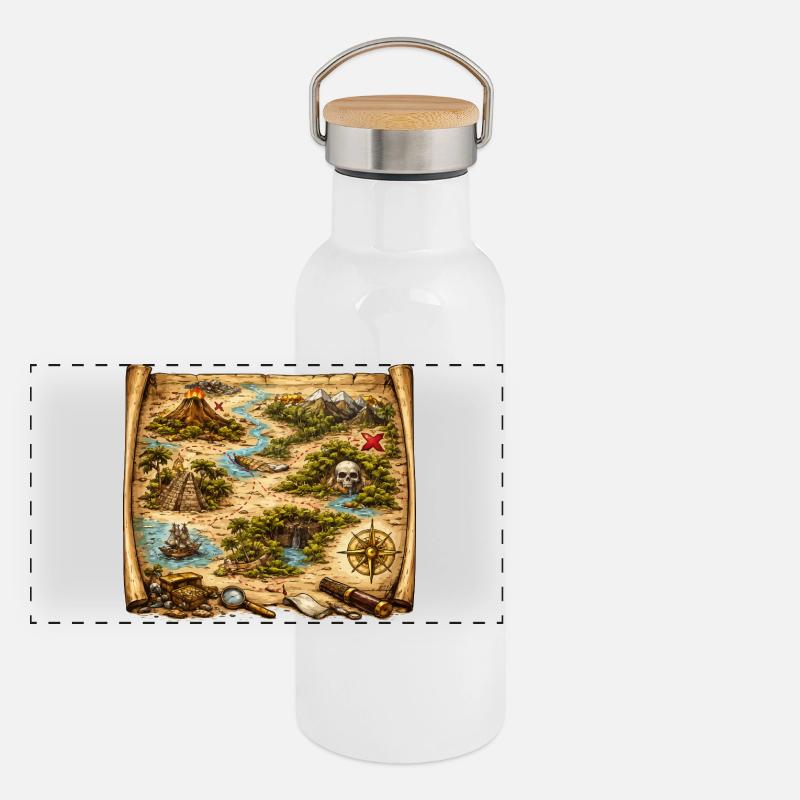 Treasure Map Island Adventure Panoramic Thermal Bottle with Bamboo Lid