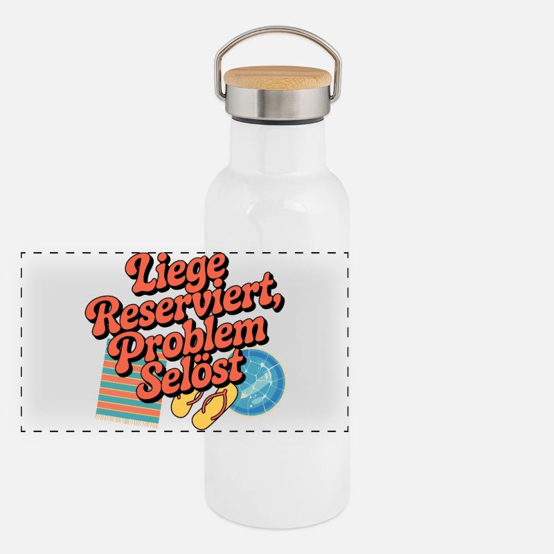 Lounger Reserved Problem solves funny beach Panoramic Thermal Bottle with Bamboo Lid