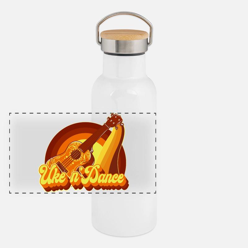 Hawaiian Ukulele Uke Retro 70s Panorama Thermosflasche mit Bambusdeckel