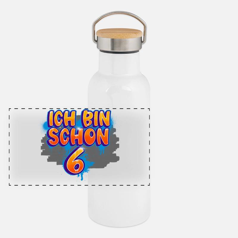 6. Geburtstag Graffiti Panorama Thermosflasche mit Bambusdeckel