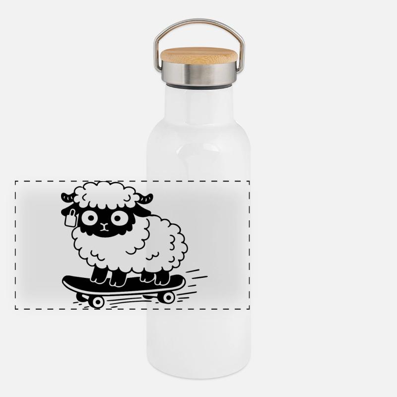 Mouton Skate Gourde isotherme avec bouchon en bambou