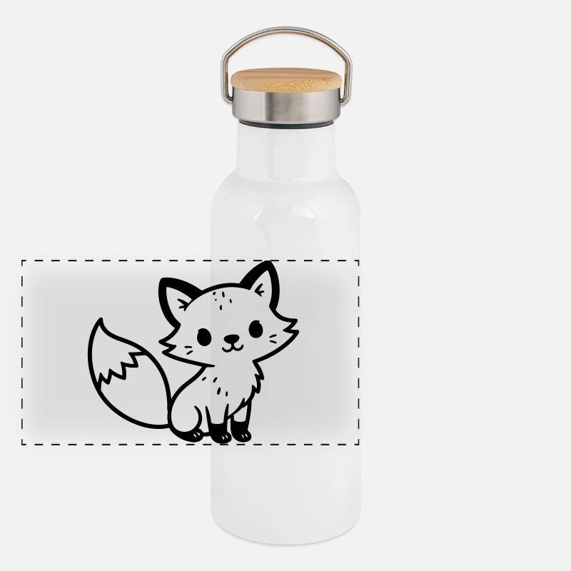 Fuchs Niedlich Panorama Thermosflasche mit Bambusdeckel